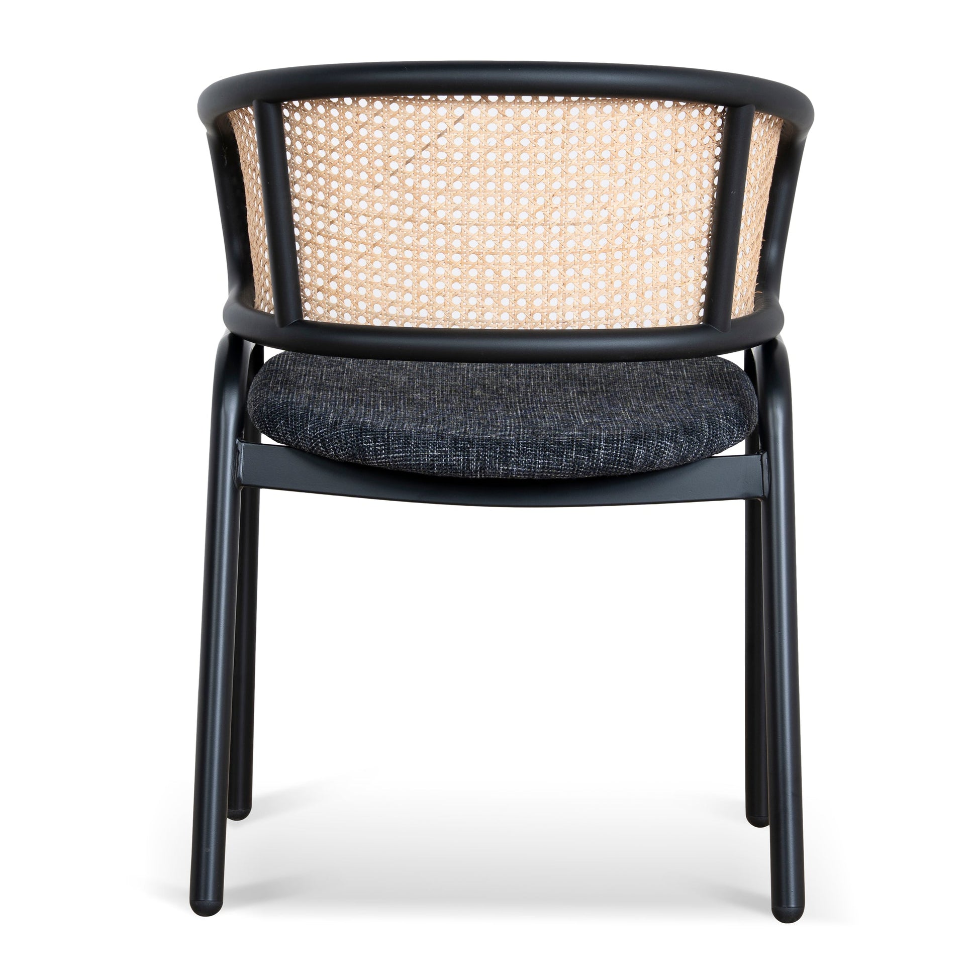 CDC12046-SD Fabric Dining Chair - Dark Grey with Rattan Back (Set of 2)