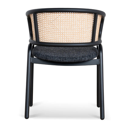 CDC12046-SD Fabric Dining Chair - Dark Grey with Rattan Back (Set of 2)