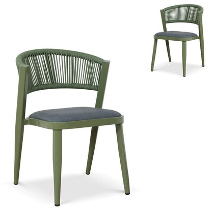 Army Green Outdoor Dining Chair - Grey  (Set of 2)