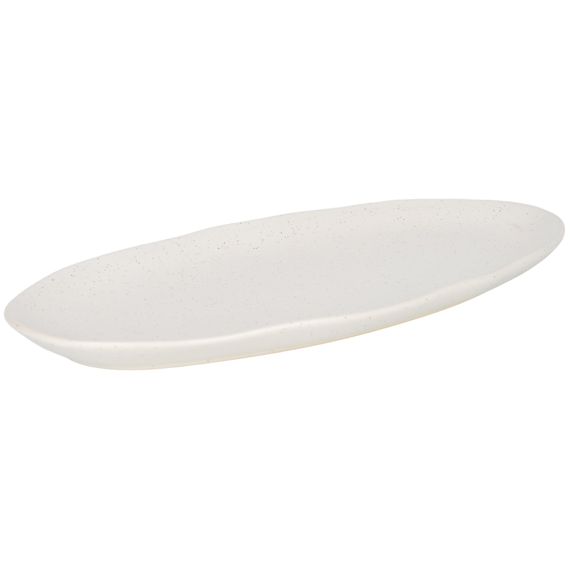 Meen Tribe Stoneware Oval Serving Plate White
