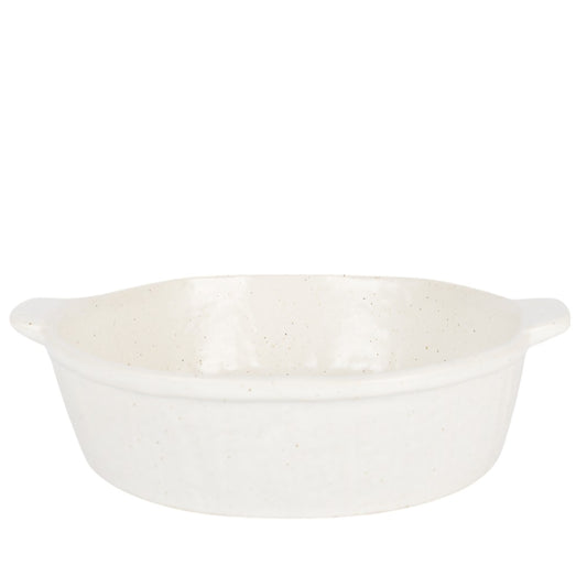 Meen Tribe Stoneware Round Baking Dish White