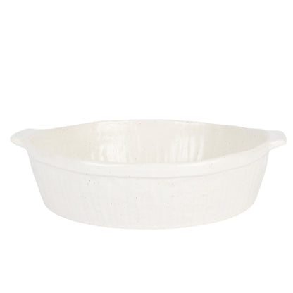 Stoneware Round Baking Dish white