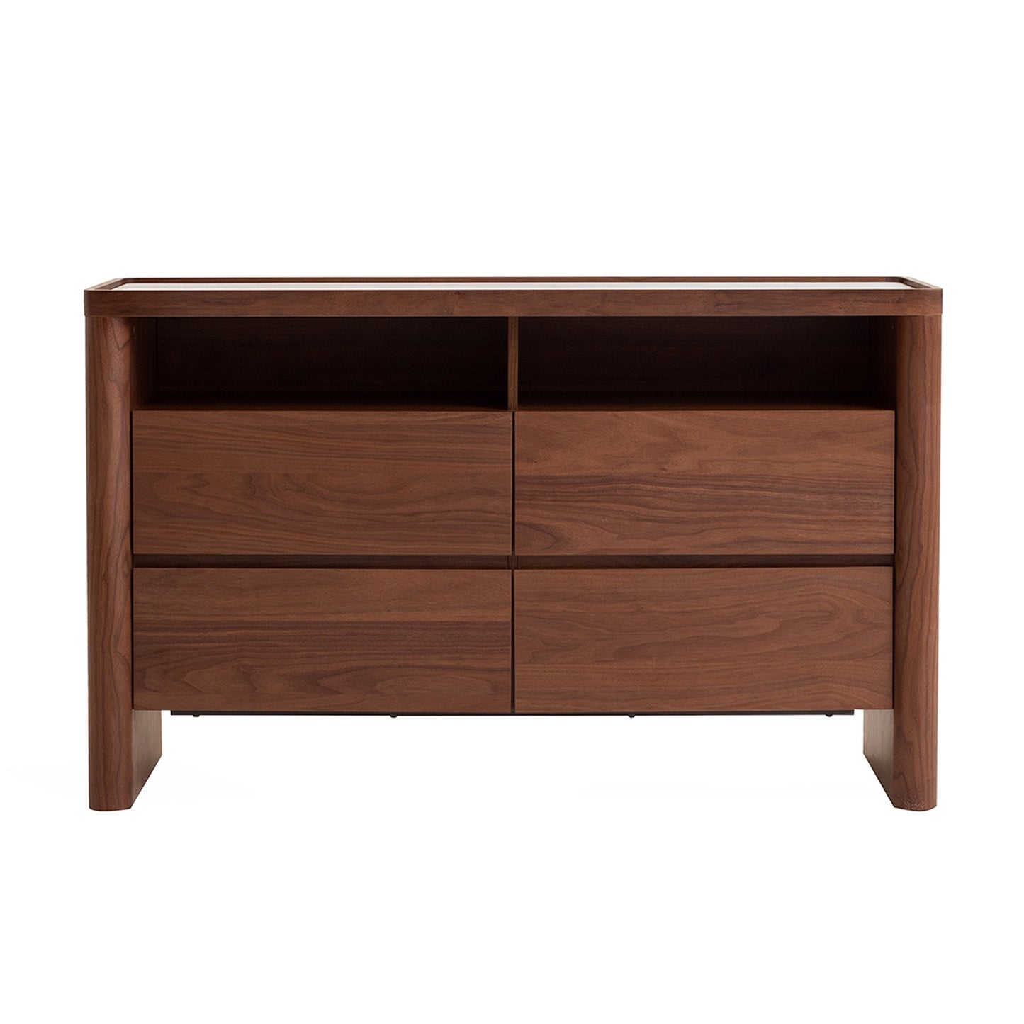 Glass Top Chest of Drawer - Walnut