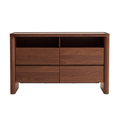 Glass Top Chest of Drawer - Walnut