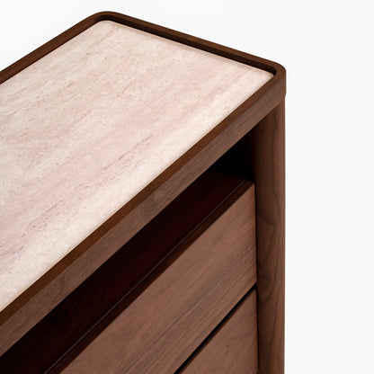 Glass Top Chest of Drawer - Walnut