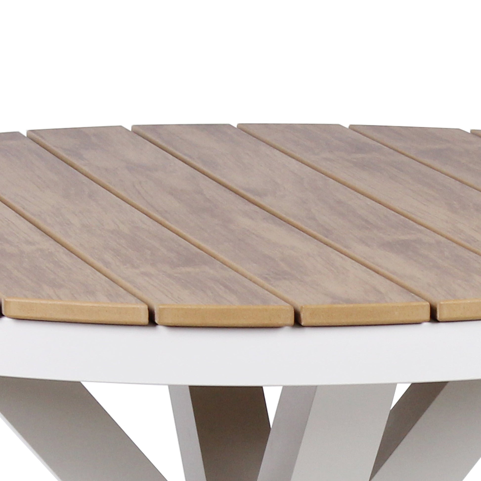 90cm Round Sand White Outdoor Dining Table - Natural