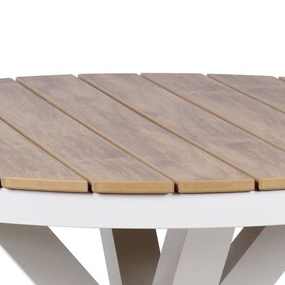 90cm Round Sand White Outdoor Dining Table - Natural