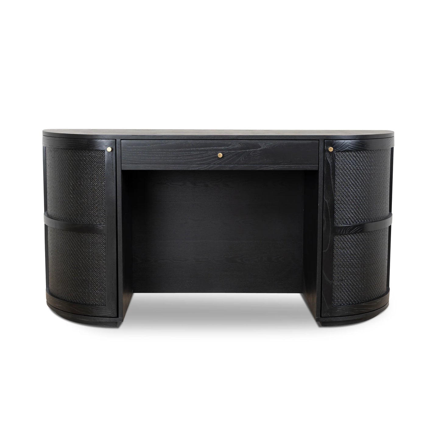 1.55m Rattan Home Office Desk - Full Black