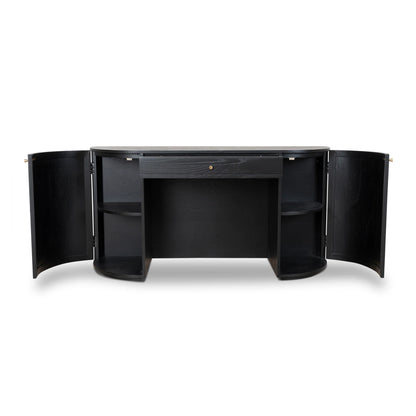 1.55m Rattan Home Office Desk - Full Black