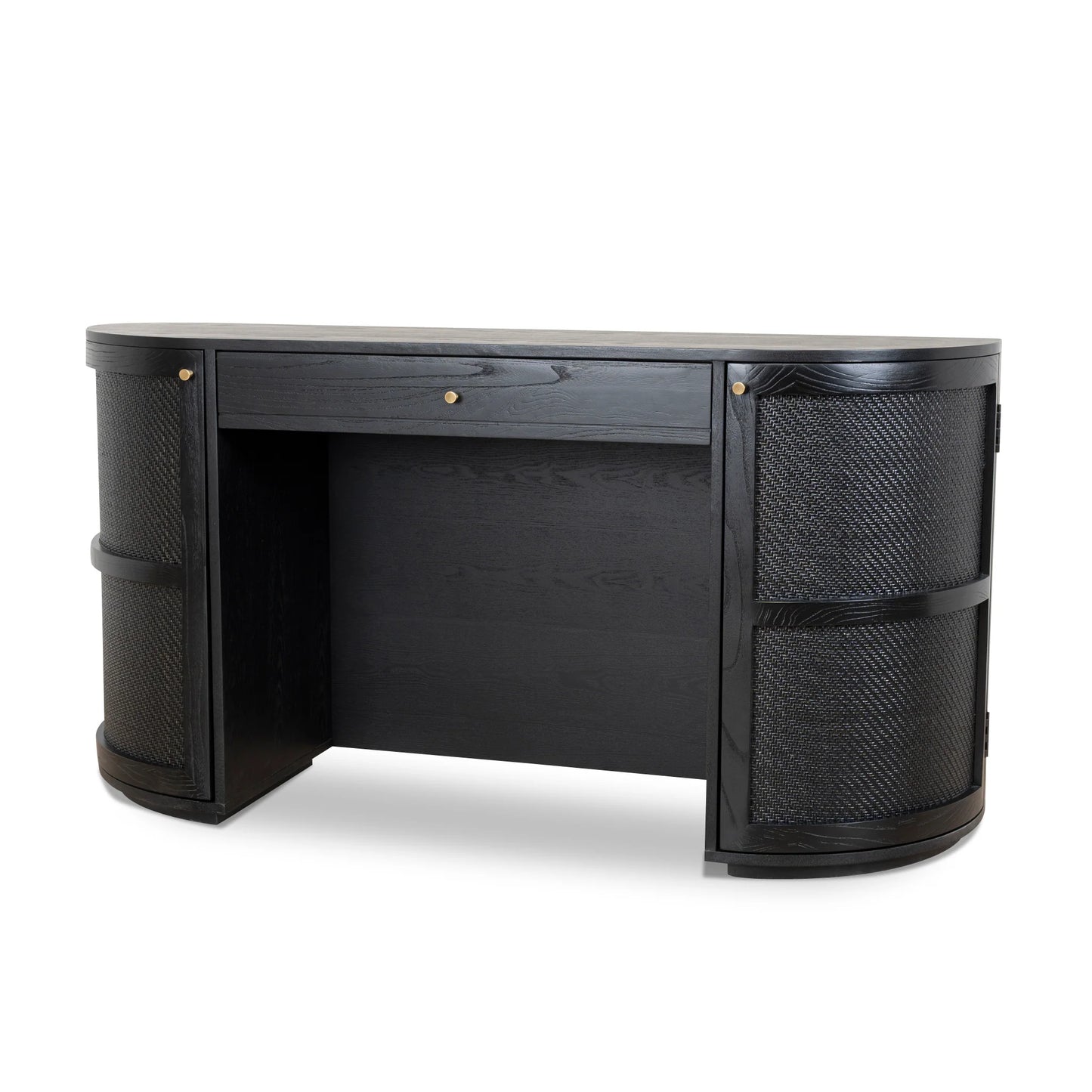 1.55m Rattan Home Office Desk - Full Black