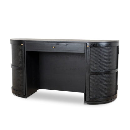 1.55m Rattan Home Office Desk - Full Black