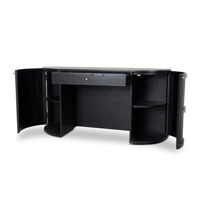 1.55m Rattan Home Office Desk - Full Black