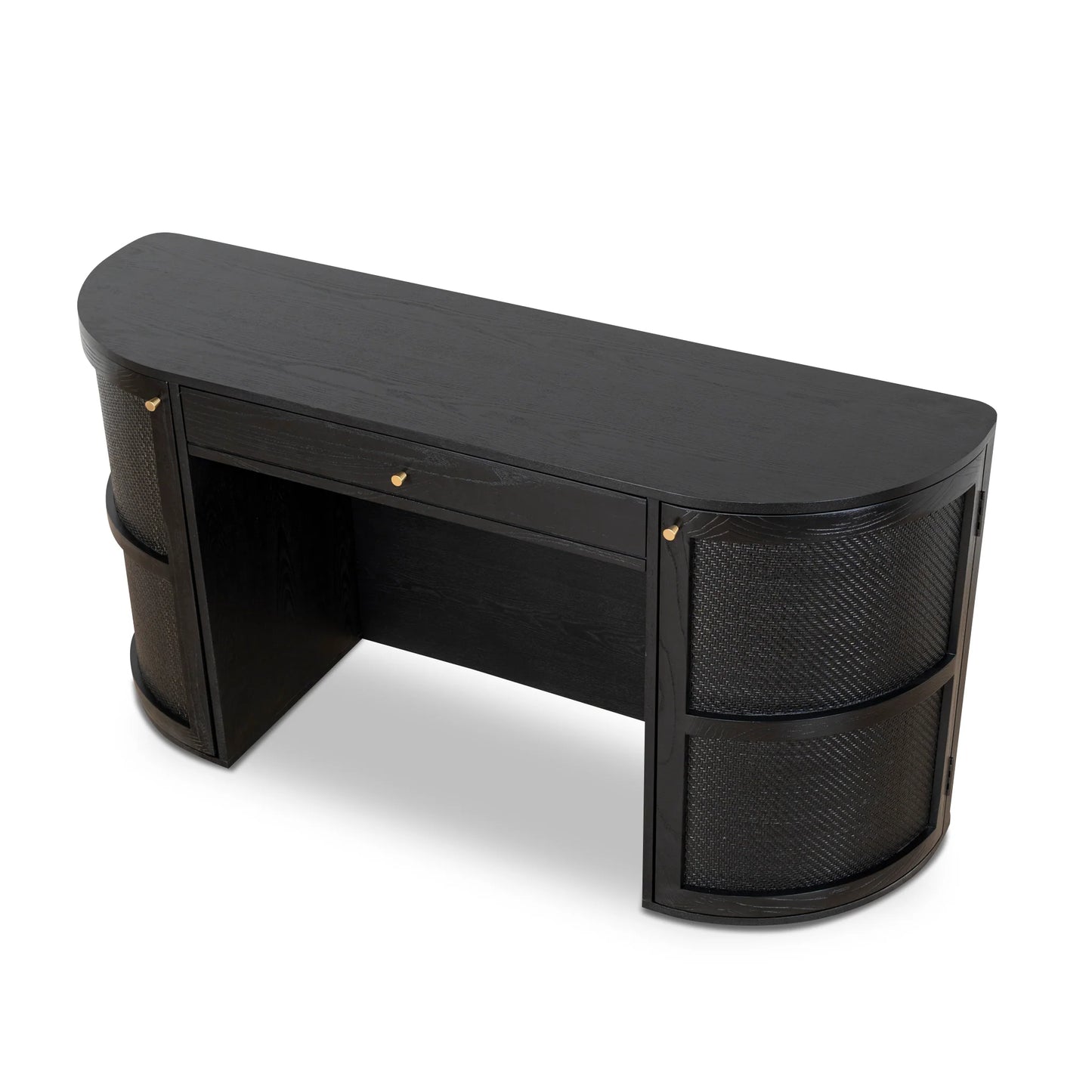 1.55m Rattan Home Office Desk - Full Black