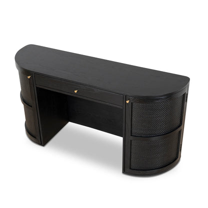1.55m Rattan Home Office Desk - Full Black