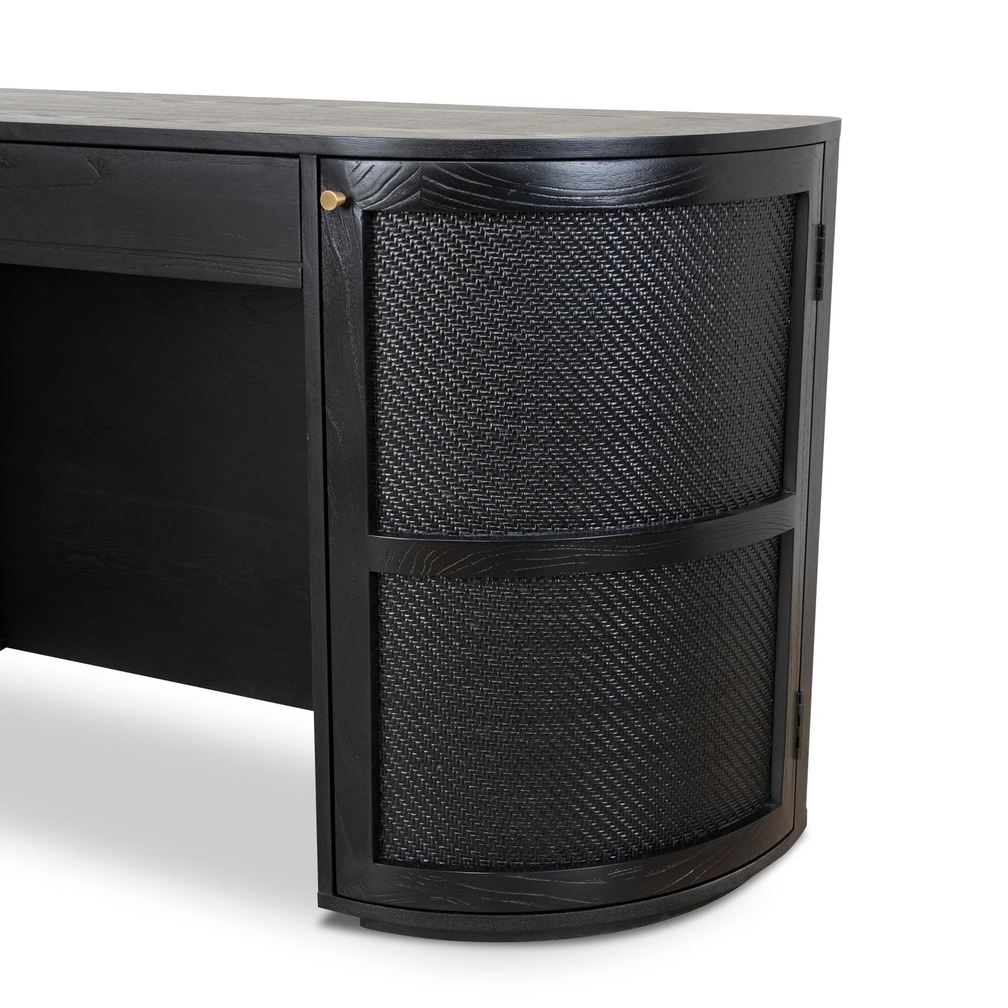 1.55m Rattan Home Office Desk - Full Black