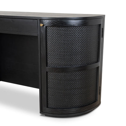 1.55m Rattan Home Office Desk - Full Black