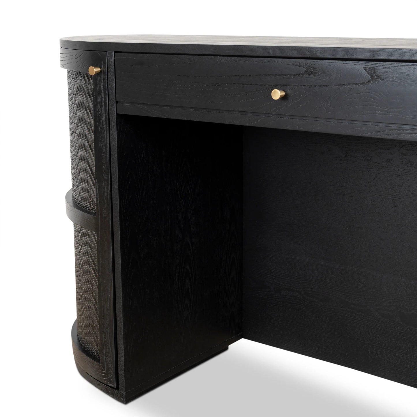 1.55m Rattan Home Office Desk - Full Black
