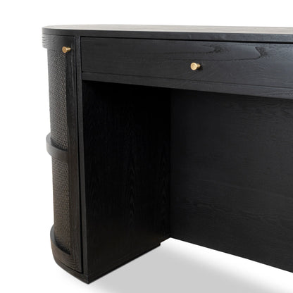 1.55m Rattan Home Office Desk - Full Black