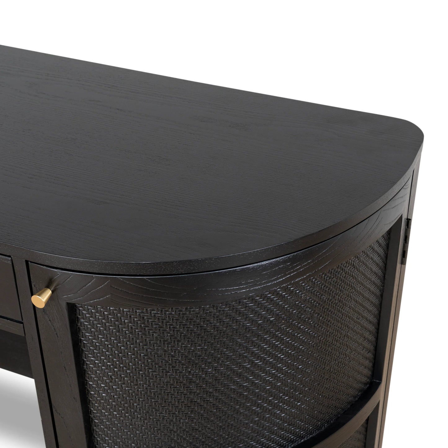 1.55m Rattan Home Office Desk - Full Black