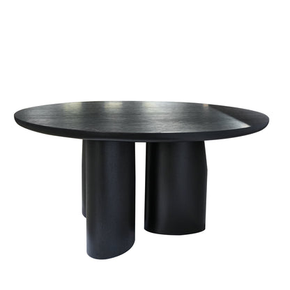1.5m Round Dining Table - Full Black Oak