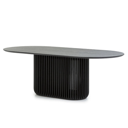 2.2m Oval Dining Table - Black Stain
