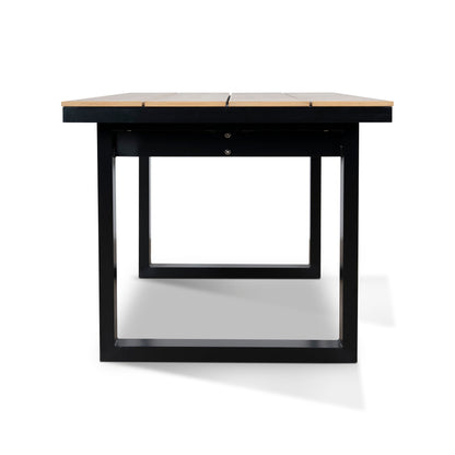 1.6m Black Outdoor Dining Table - Natural