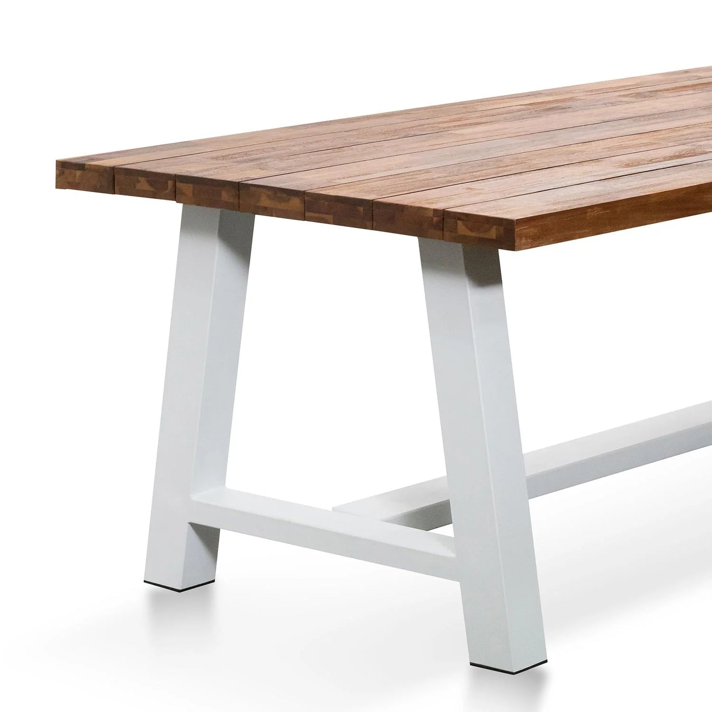 Outdoor Dining Table - Natural Top and White Base