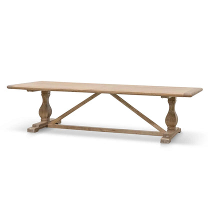 3m Reclaimed Elm Dining Table - Rustic Natural