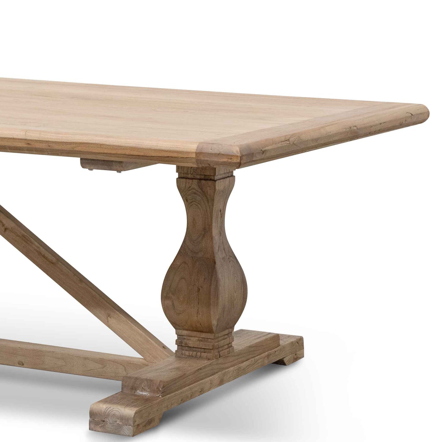 3m Reclaimed Elm Dining Table - Rustic Natural