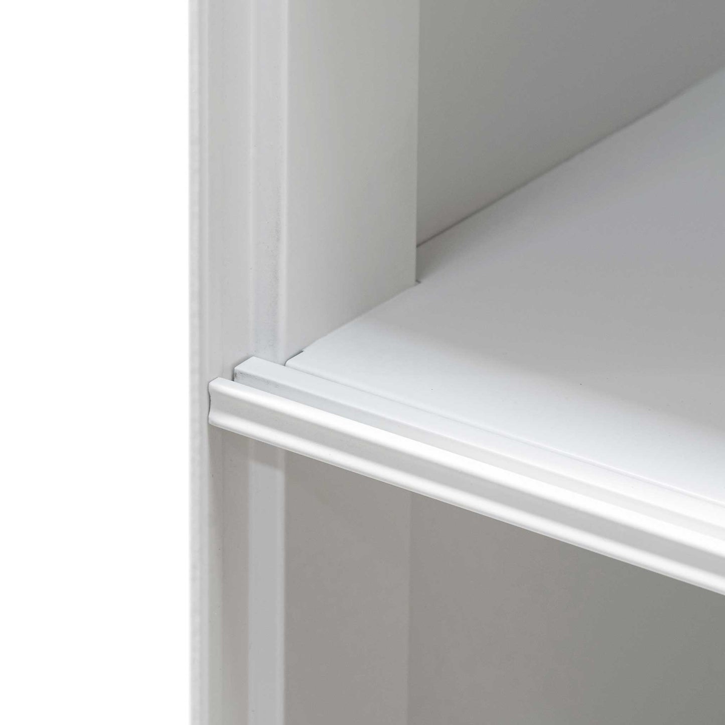 Inter-layered White Storage Cabinet - Grey Doors