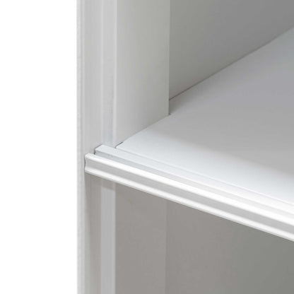 Inter-layered White Storage Cabinet - Grey Doors