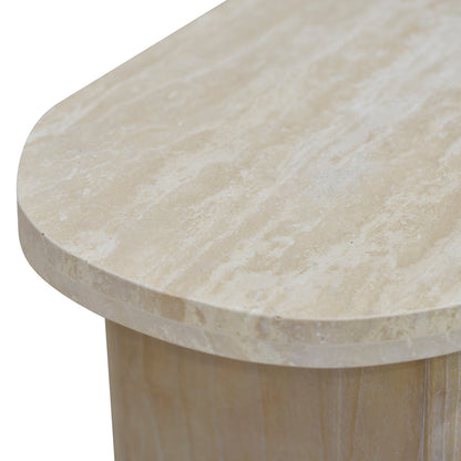 Travertine Marble 1.22m Console Table - White Wash