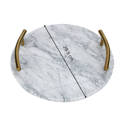 Premium Marble Serving Tray with Gold Handles