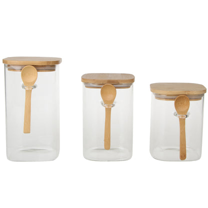 Glass Jar with Bamboo Lid and Spoon