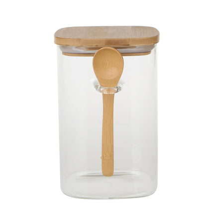 Glass Jar with Bamboo Lid and Spoon