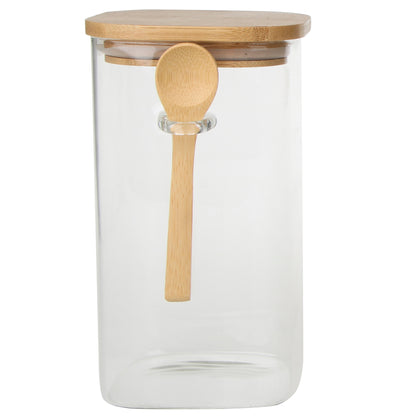 Glass Jar with Bamboo Lid and Spoon