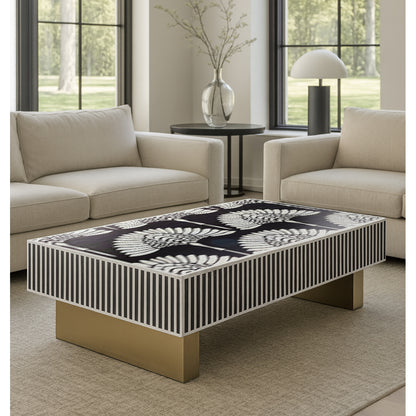 Mother of Pearl Gilded Petal Black & Gold Coffee Table