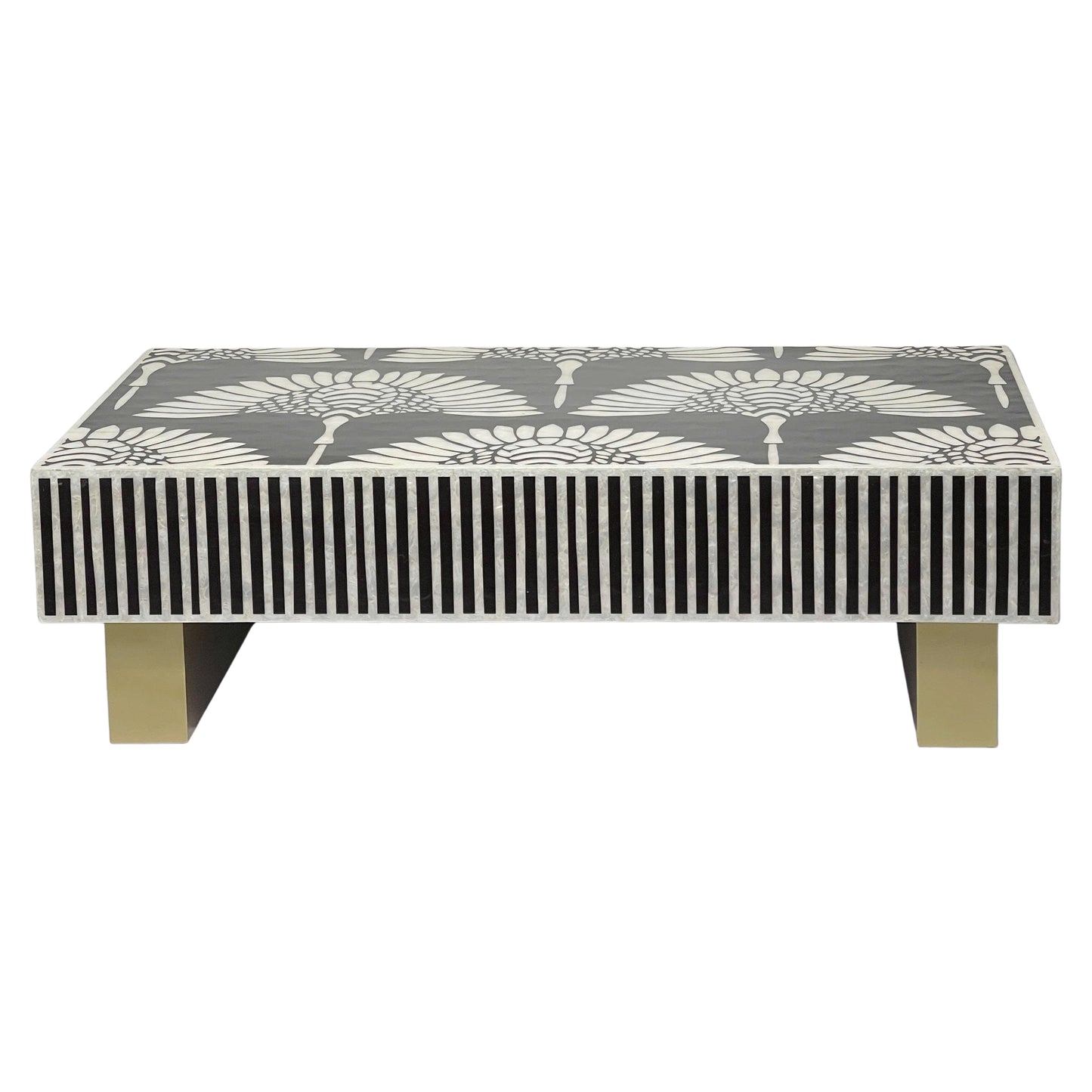 Mother of Pearl Gilded Petal Black & Gold Coffee Table