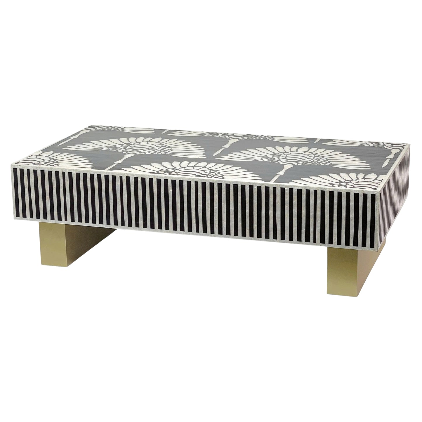 Mother of Pearl Gilded Petal Black & Gold Coffee Table