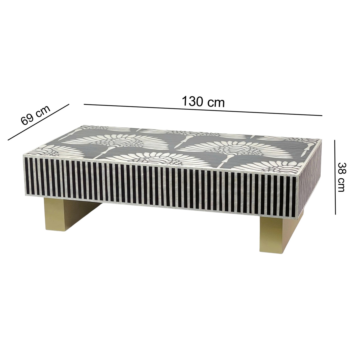 Mother of Pearl Gilded Petal Black & Gold Coffee Table