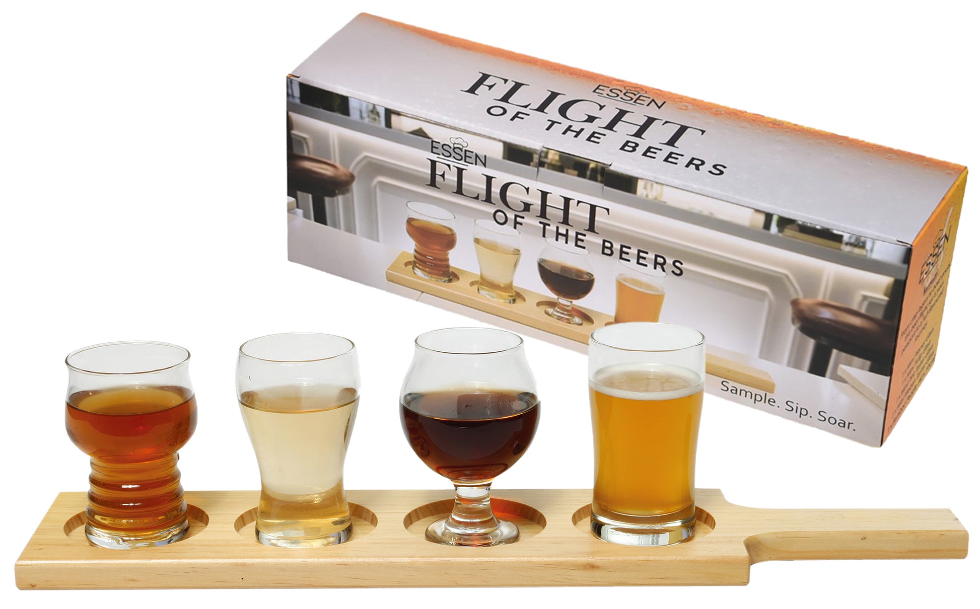 Meen Tribe Beer Flight with 4 Glasses