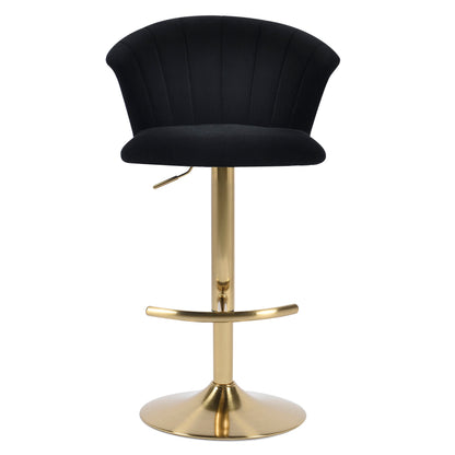 Black Velvet and Gold Barstool - Set of 2
