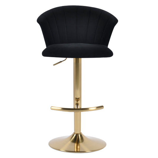 Black Velvet and Gold Barstool - Set of 2