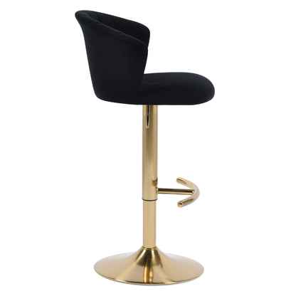 Black Velvet and Gold Barstool - Set of 2