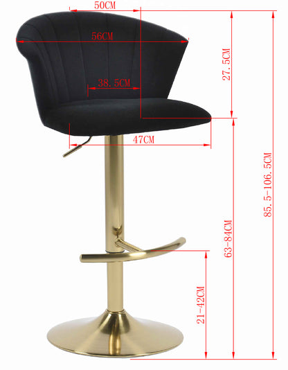 Black Velvet and Gold Barstool - Set of 2
