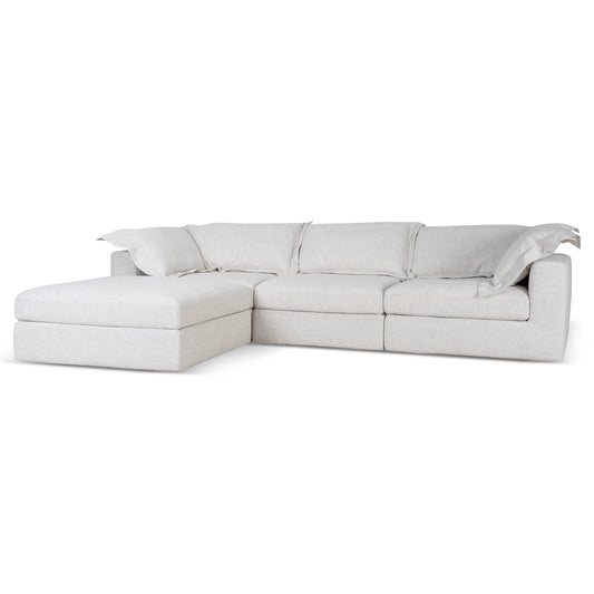 3 Seater Chaise Sofa - Pebble Beige