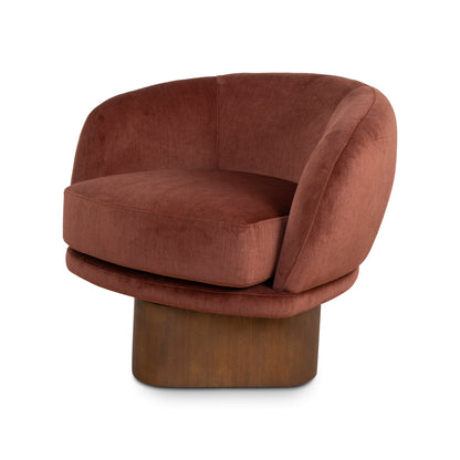 Fabric Swivel Armchair - Soft Rust