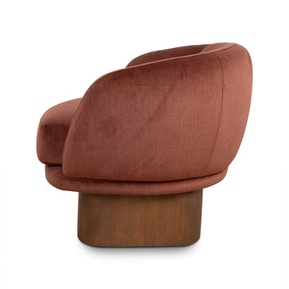 Fabric Swivel Armchair - Soft Rust