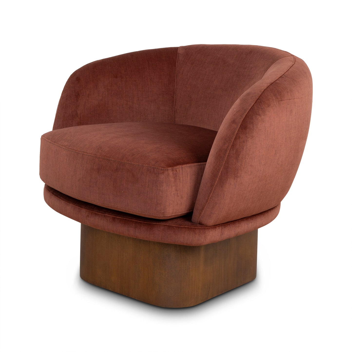 Fabric Swivel Armchair - Soft Rust