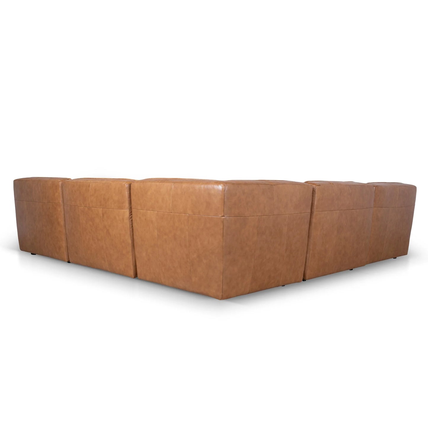 Modular Leather Corner Sofa - Amber Brown